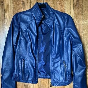 Blue faux leather jacket